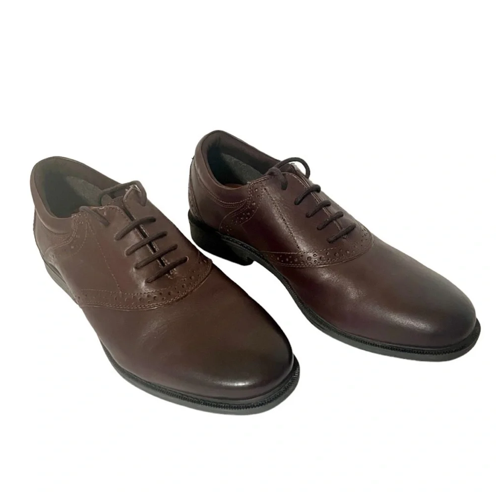 Men's Nunn Bush Dual Comfort Memory Foam Brown Leather Oxfords Size 10.5